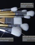 Gilding Brush Set, 7 Pieces Versatile Goat Hair Blending Mop Brushes for Acrylic Painting Wartercolor Foil Gold Leaf Flakes Sheets