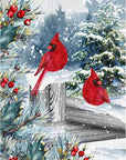 Winter Cardinals Christmas Diamond Art Painting Kits for Adults - Full Drill Diamond Art Paintings for Beginners, round 5D Paint with Diamonds Gem Art Painting Kits DIY Adult Crafts 12X16Inch