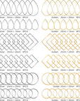 96Pcs Earring Hoop Jewelry Making, Hypoallergenic Teardrop Square round Silver Gold Earrings Beading Hoop Bulk for DIY Crafts Accessories Supplies