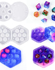 Resin Molds Silicone, Dice and Dice Box Epoxy Resin Molds with 7 Standard Stereoscopic Dice Cavities, Silicone Molds for Resin, DND Dice and Dice Organizer Dice Making Kit, Table Board Game
