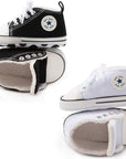 Unisex Baby Boys Girls High Top Sneaker Soft Anti-Slip Sole Newborn Infant First Walkers Canvas Denim Shoes
