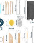 Pottery Tool Kit, 17Pcs Polymer Clay Tools, Modeling Clay Sculpting Tools Kit, Ceramics Tools, Trimming, Embossing Pattern, Smooth Wooden Handles
