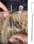 Illusion Crochet Needle Hook for Hair Extensions, Crochet Braids, Interlocking Locs, and Human Hair Bundles (Straight)
