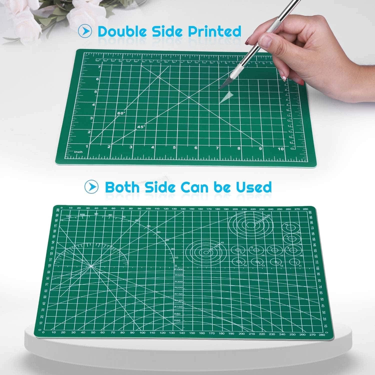 Self Healing Sewing Mat, Rotary Cutting Mat Double Sided 5-Ply Craft Cutting Board for Sewing Crafts Hobby Fabric Precision Scrapbooking Project 9Inch X 12Inch(A4)
