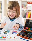 118 Piece Deluxe Art Set, Art Supplies in Wooden Case, Painting Drawing Art Kit with Acrylic Paint Pencils Oil Pastels Watercolor Cakes Coloring Book Watercolor Sketch Pad for Kids Adults