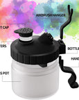 Airbrush Kit with Brush Cleaner Solution Airbrush Cleaner Kit Airbrush Holder Stand Airbrush Cleaning Pot Airbrush Spray Cleaning Efficient Cleaning of Airbrushes (Black)