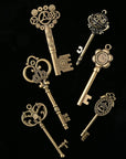 Vintage Skeleton Keys Set, Filigree Steampunk Keys, Antique Bronze Keys Charms Pendants, Different Style