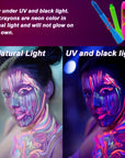 10 Color Glow in the Dark Face Paint,Uv and Black Light Neon Face and Body Painting Set Mardi Gras Halloween Masquerade Black Light Birthday Party Masquerade Party Supplies (10 COLORS)
