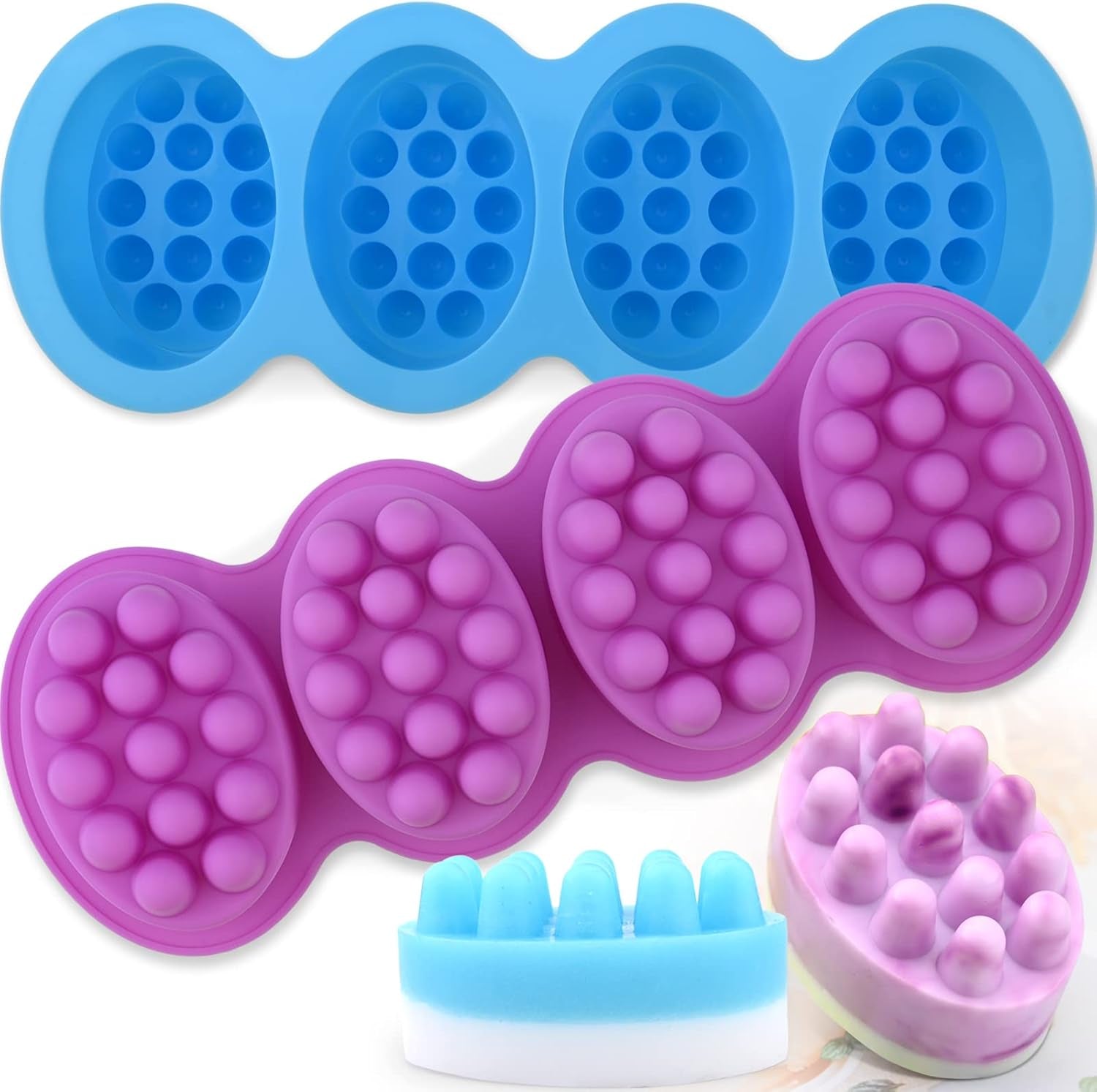 Silicone Massage Bar Soap Molds, 2 Pack 3D Hair Comb Ice Mold, Hair Brush Silicone Soap Molds for Soap Making, DIY Unique Hair Masks Salon Spa Scalp Massager