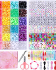 1500Pcs Pony Beads Bracelet Making Kit, 24 Colors Friendship Bracelet Kit Kandi Beads, Letter Beads Heart Beads with Elastic String for Jewelry Making DIY Craft Gifts for Adults