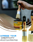 Chalked Paint and Wax Brush for Furniture - Premium Pack of 2, Natural Bristles, Compatible with All Types of Chalk Paints, Stencils & Furniture Wax - Superior Paint Pick-Up & Release, No Shedding