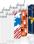 8 Pack Straight Sublimation Tumblers Set 20 Oz Skinny, Stainless Steel Skinny Sublimation Tumbler Blank with Shrink Wrap Film Lid Straw Set,Individually Boxed, Not Tapered