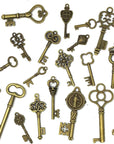 125 PCS Vintage Skeleton Key Set Charms, Mixed Antique Style Bronze Brass for Pendant DIY Jewelry Making Wedding Party Favors