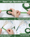 Floral Tape and Floral Wire, Floral Arrangement Kit with Green Floral Tape and Floral Wire, Boutonniere Flower Pin, Wire Cutter for Wreath Making Supplies