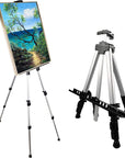 Portable Artist Easel Stand, Metal Tripod Adjustable Easel for Painting Canvases Height from 17 to 66 Inch,Carry Bag for Table-Top/Floor Didplaying and Wedding Signs,Black(1Pack)