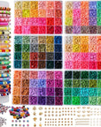 Clay Beads Bracelet Making Kit, 144 Colors Flat Polymer Friendship Spacer Heishi Beads for Jewelry Making with Letter Beads and Elastic Strings, 2025 Crafts Christmas Gift (144 Colors)