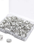 200Pcs Rondelle Spacer Beads Bright Silver Crystal Rondelle Spacer Beads for Jewelry Making (8Mm Gold Plated)