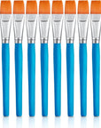 10 Pieces 3/4 Inch Flat Paint Brushes Acrylic Paint Brush Artist Craft Paint Brushes Watercolor Small Brush Bulk Painting Brush Art Detail Oil Brush for Adult(8.1 X 0.9 X 3/4 Inch,Sky Blue)