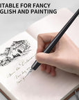 Dip Pen for Drawing with Ink - Antique Wooden Calligraphy Kits for Beginners with 6 Replaceable Nibs