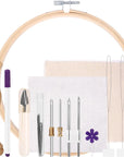 23 Pieces Punch Needle Kit, 2 Type Punch Needle Kits Adults Beginner, Rug Tufting Kit, Adjustable Rug Yarn Punch Needle Wooden and Plastic Handle Embroidery Pen for Embroidery Floss Cross Stit