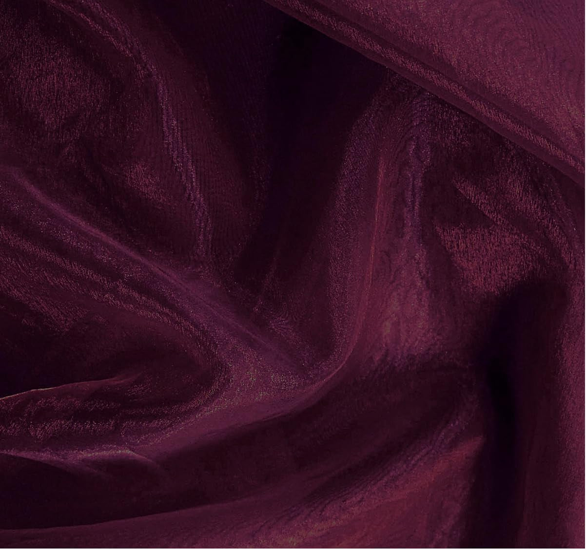 Pack of 25 Yards Long Bridal Solid Sheer Organza Fabric Bolt for Wedding Dress, Fashion, Crafts, Decorations, Backdrop, Christmas Craft Supplies, Silky Shiny Organza Fabrics 44” Wide- Dark Purple