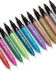 Acrylic Paint Pen, Needle Extra Fine and Chisel Point, 12 Metallic Colors, Waterproof Ink, Works on Rock, Wood, Glass, Metal, Ceramic and More