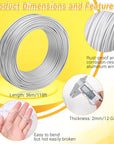 Aluminum Armature Wire for Sculpting, 2 Mm Thickness Metal Bendable Wire Flexible Wrapping Weaving for Crafts, Jewelry Making, Doll Armature, Modeling DIY (12 Gauge, 118 Ft, Silver)