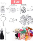350Pcs Motivational Keychain Accessories Set with 50 Engraved Inspirational Words Charms, 50 Leather Keychain Tassels, 50 Keyring with Chain, 200 Open Jump Rings for Keychain Making, DIY Crafting