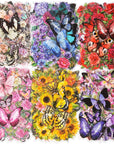 300 Pieces Assorted Butterfly and Flower Stickers, Transparent Butterflies Floral Resin Decals Aesthetic Journaling Scrapbook Stickers for Card Making Bullet Junk Journal Planner Craft Supplies