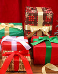 4 Rolls 100 Yards Christmas Ribbons 1Inch Wide Holiday Satin Ribbons Fabric for Gift Wrapping and DIY Craft, Red & Green & Gold &White