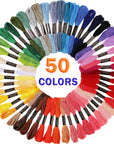50 Skeins Professional Rainbow Color Embroidery Floss, Embroidery Thread Kits for Cross Stitch, Bracelet Friendship and Craft Floss