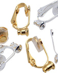 Clip-On Earring Converters, 12 Pieces Non Pierced Earring Clips with Post Earring Components and 12 Pieces Silicone Earring Pads for Earring Making, Silver and Gold