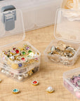 Small Bead Organizers with Handle, 24 Pcs Plastic Storage Cases, Mini Clear Craft Containers with Hinged Lid and Label Small Parts Storage Boxes for DIY Art Craft Accessories