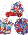 3 Pcs 4Th of July Patriotic Door Decorations DIY Independence Day Diamond Painting Hanging Sign 4Th of July Door Hanger Set Diamond Art Welcome Sign for Home Wall Front Door Party Supplies