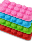 Flower Shape Silicone Molds, 4 Packs 15 Cavity Nonstick Food Grade Silicone Molds DIY for Chocolates, Candies, Ice Cubes, Jellos, Handmade Soap, and Bath Bombs