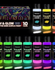 Glow in the Dark Paint, 60Ml/2Oz Neon Glow Acrylic Paints, 2IN1 Paint,Charge-Glow& UV Activated for Outdoor Rocks, DIY Craft,Canvas,Holiday Decor,Christmas,Kids,Adults