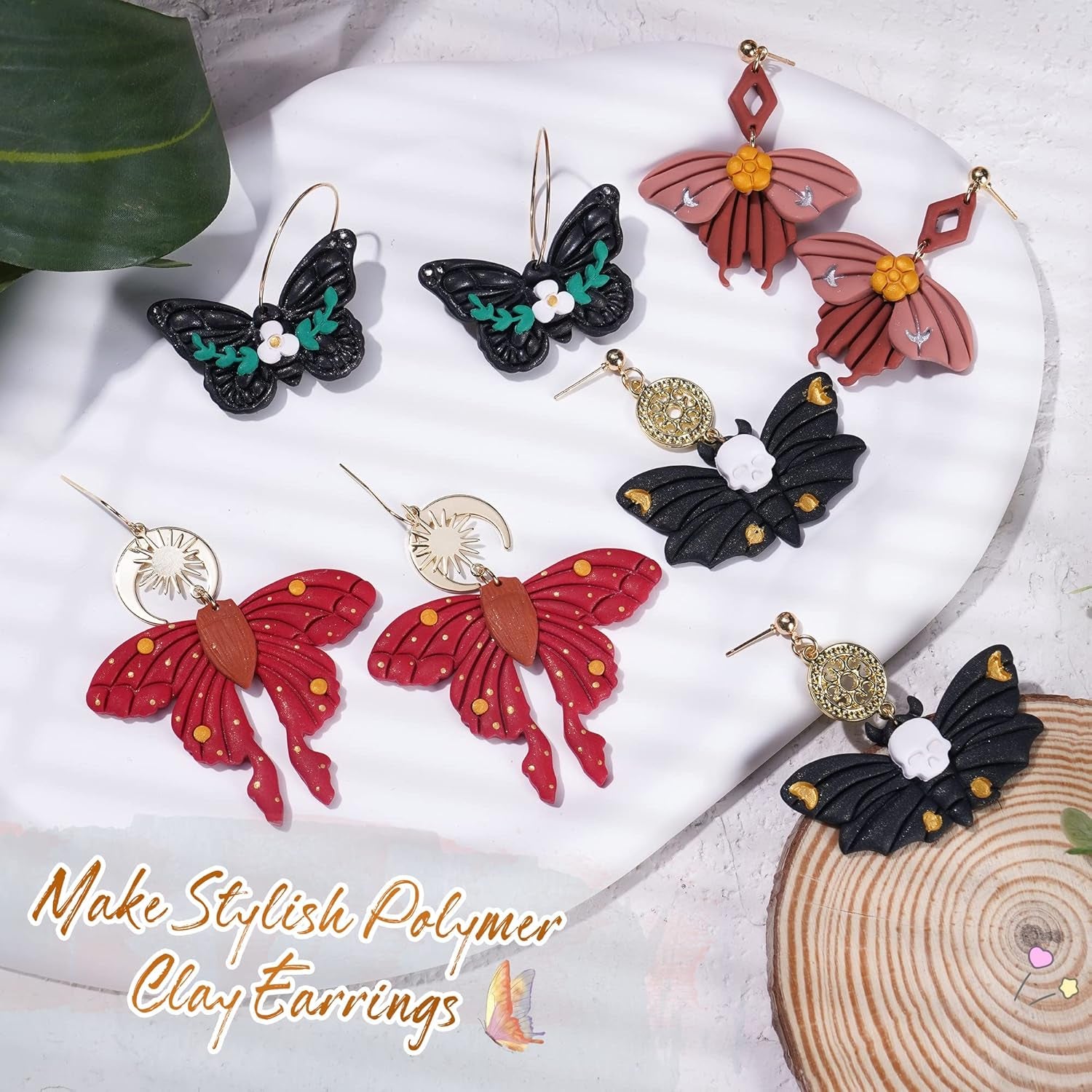 Luna Moth Polymer Clay Cutters - 16 Shapes Clay Cutters for Earrings, Moth Shapes Clay Cutters for Polymer Clay Jewelry Making, Mystical Drop Dangle Earrings Clay Earring Cutters