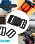 10 Set 1 Inch Buckles for Straps with 20 Pcs Tri-Glide Slide Clip, Quick Side Release Plastic Buckle Clip, Fit 1 Inch Wide Nylon Webbing Canvas Strap (Black)