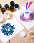 7 Pcs Paint Pour Cup Bundle 3 Pcs Acrylic Paint Pouring Cup Multi Channel Split Cup for Paint Pouring 2 Pcs Large Open Cup 2Pcs Flower Pour Cup for DIY Making Resin Acrylic Paint, White