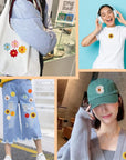 17Pcs Daisy Flower Iron/Sew on Patch, Sunflower Embroidered Appliques Patches for DIY Clothes Backpacks Hats Jeans Jackets