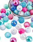 50Pcs Chunk Beads, 20Mm Focal Beads Bubblegum Beads Colorful Pen Beads Large Rhinestone Pearl Beads Loose Beads Spacer Beads for Pen School Jewelry Bracelet Necklace Keychain Craft Making
