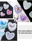 Box Resin Molds, Jewelry Box Molds with Heart Shape Silicone Mold, Hexagon Storage Box and Square Epoxy Molds for Making Resin Molds