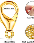 Lobster Clasps, 100Pcs Gold Lobster Claw Clasps for Handmade Necklace, Bracelet Jewelry Making Accessories Fastener Hook(12Mmx6Mm)