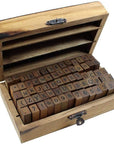 70Pcs/Set Wooden Box Multipurpose Number Alphabet Letter Wood Rubber Stamp New