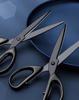 Black Office Scissors 7 Inch All Purpose Sharp Scissor Stainless Steel Blade Shears Straight ABS Handle Shear for Paper, DIY Craft, Office, School, Home