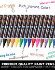Paint Pens for Rock Painting - Wood, Glass, Metal and Ceramic Works on Almost All Surfaces Set of 15 Vibrant Medium Tip Oil Paint Marker Pens, Quick Dry, Water Resistant