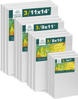 12 Pack Stretched Canvases for Painting with 11X14, 9 X12, 8X10, 5X7(3 of Each), Blank Primed Canvas for Oil, Acrylic & Others, Multi Size Set for Artist, Student and Beginners