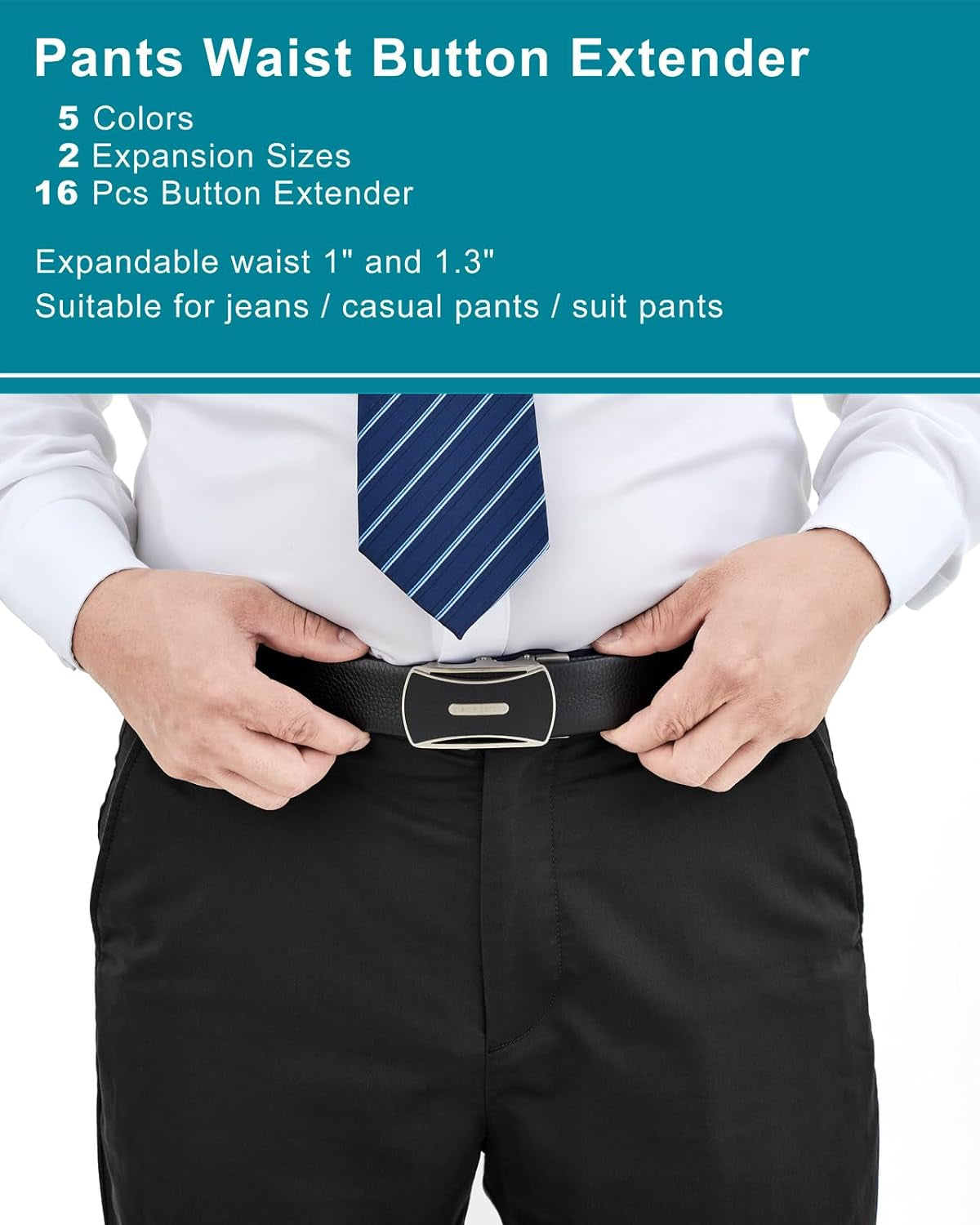Pants Waist Button Extender: 16Pcs Button Extenders for Jeans - Women Men Pants Waist Extenders - Pants Waist Extension 1/1.3 Inches - 5 Colors Pant Waistband Expander