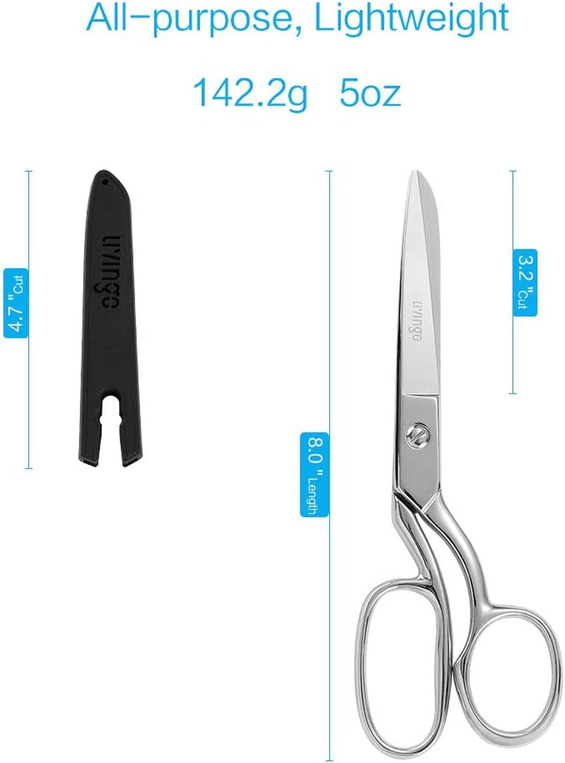 8" Professional Heavy Duty Tailor Fabric Scissors, Dressmaker Sewing Classic Stainless Steel Ultra Sharp Forged Shears, Bent