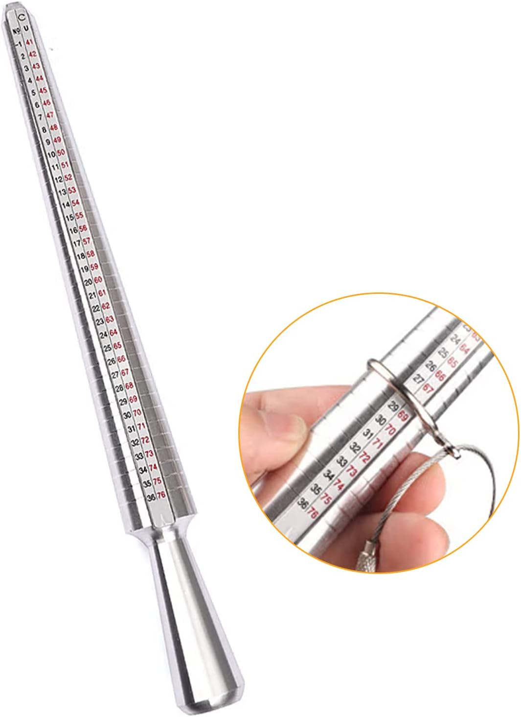 Ring Sizer Measuring Tool, Jewelry Sizers Metal Ring Sizer Gauge Sizing Measuring for Women Men Rings(1 Pack)